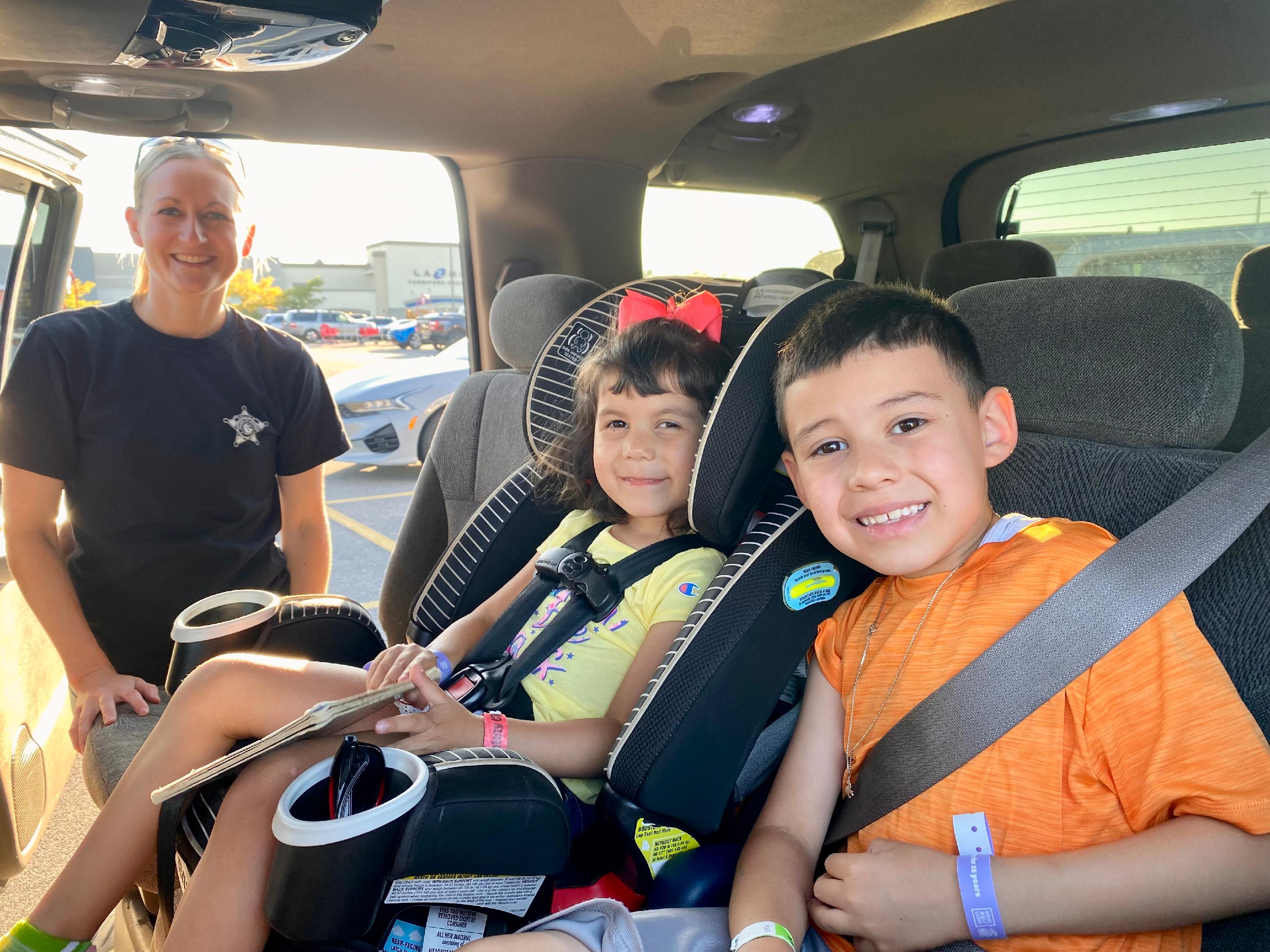 Officer and Car seat kids
